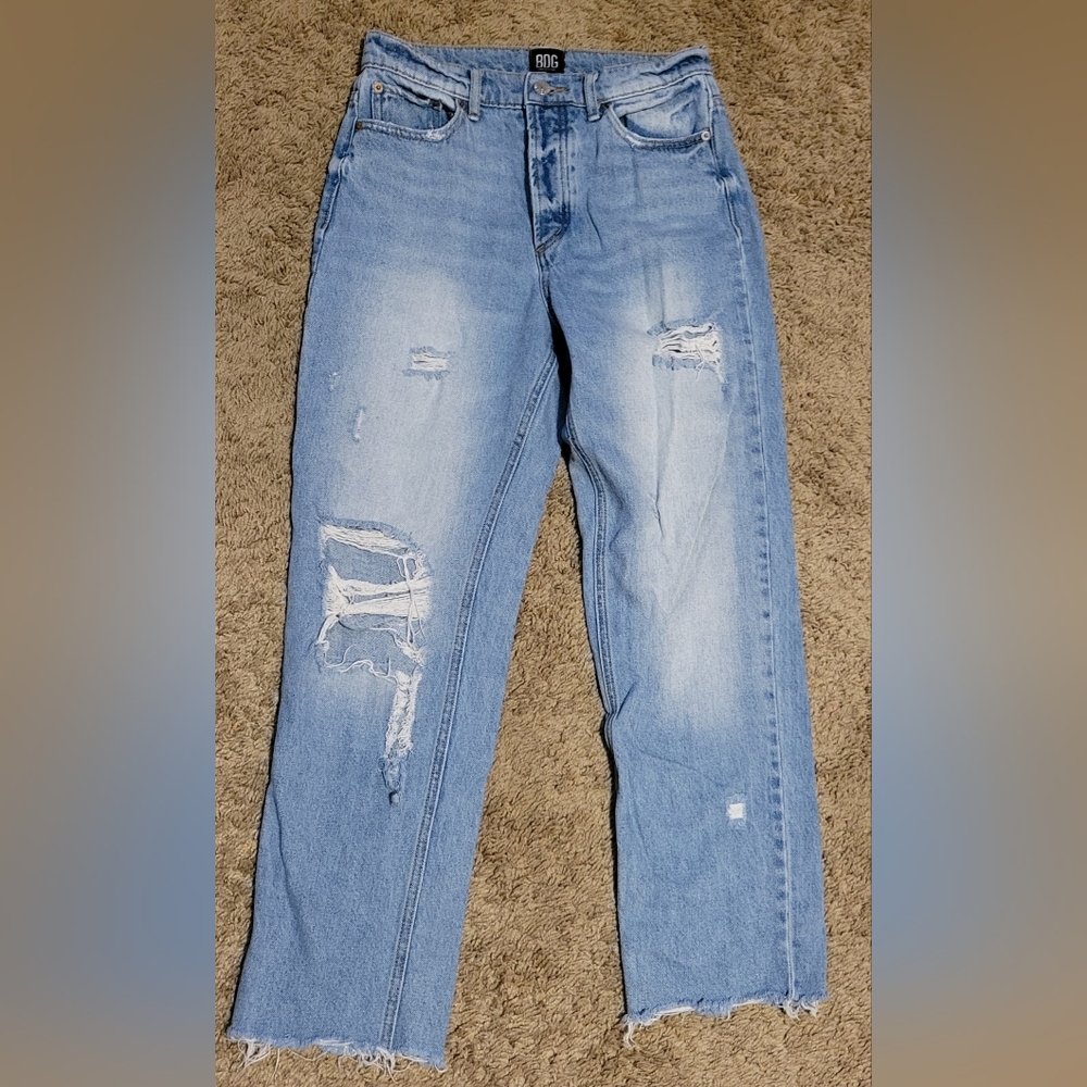 BDG Light Wash Distressed Straight-Leg Jeans